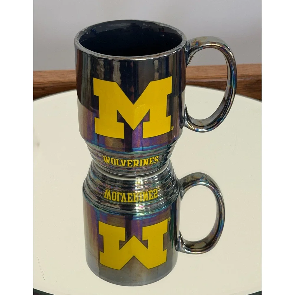 Michigan Wolverines University Iridescent Ceramic Coffee Mug Cup Logo NCAA
